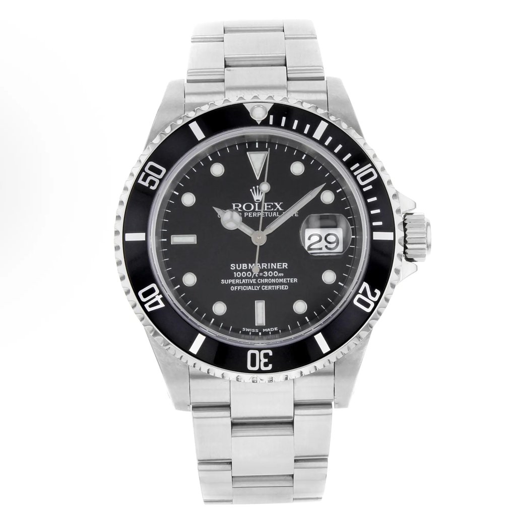 Front Full View Of Rolex 16610 Stainless Steel Watch Pre Owned Condition {Product Condition}