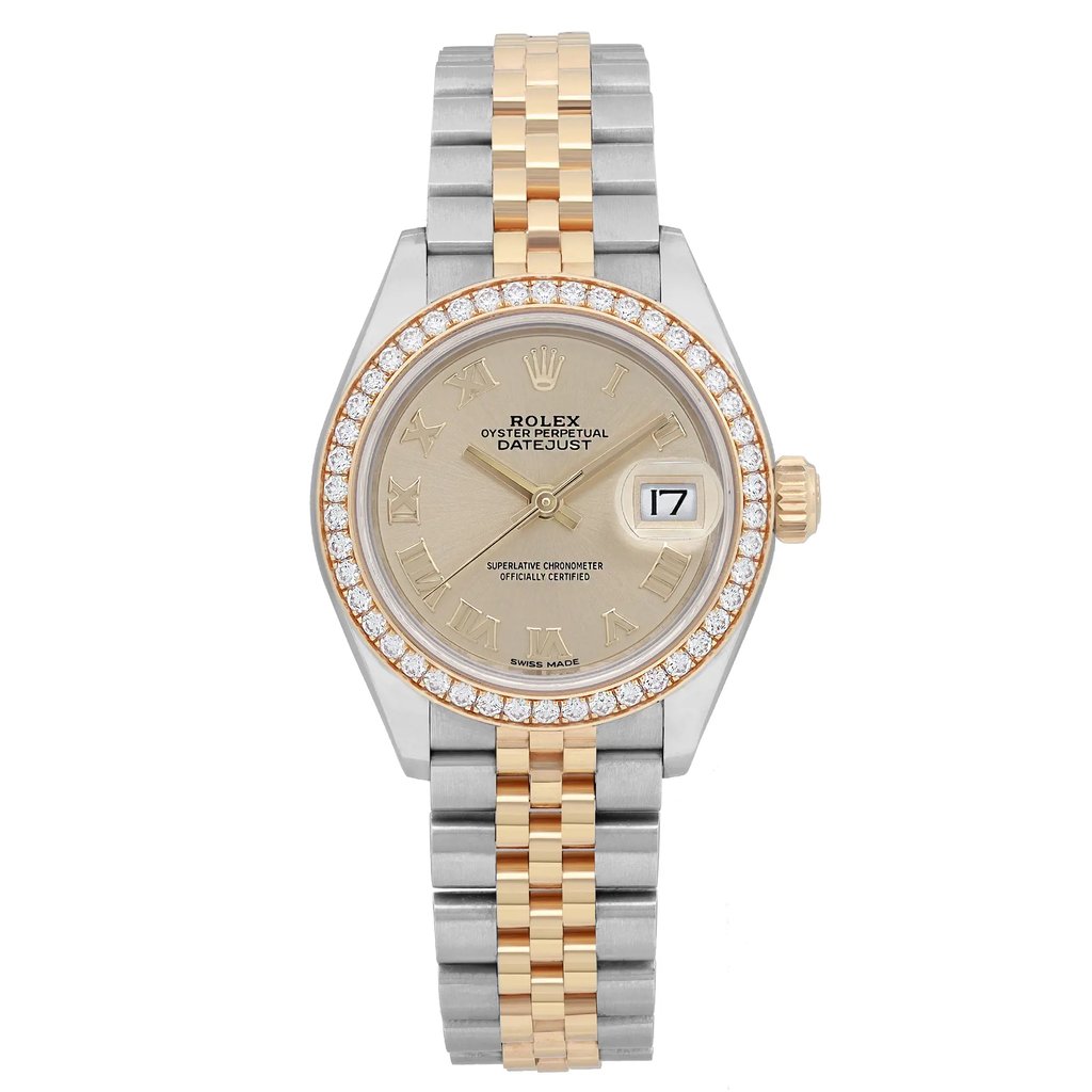 Front Full View Of Rolex 279383RBR Stainless Steel Watch Pre Owned Condition Good