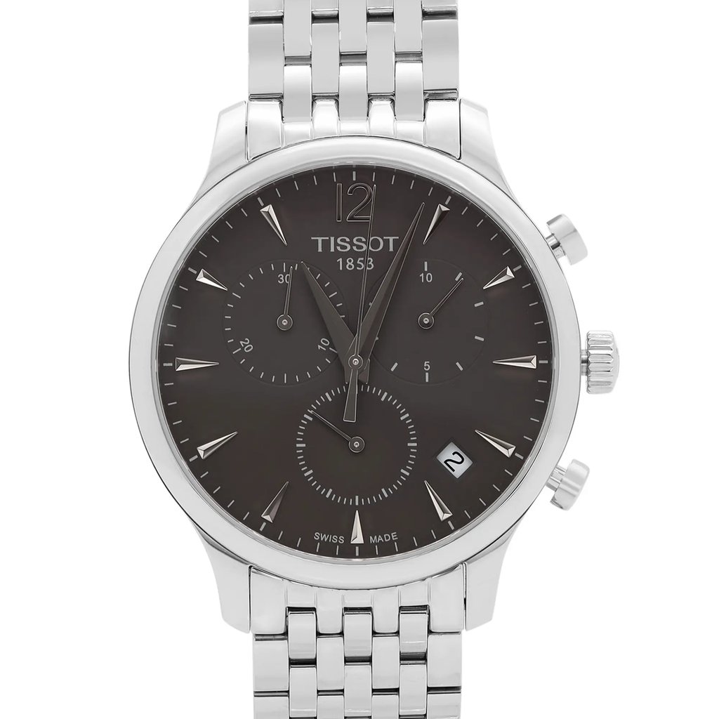 Up Close Front Facing Picture Of Tissot T063.617.11.067.00 Stainless Steel Watch Pre Owned Condition
