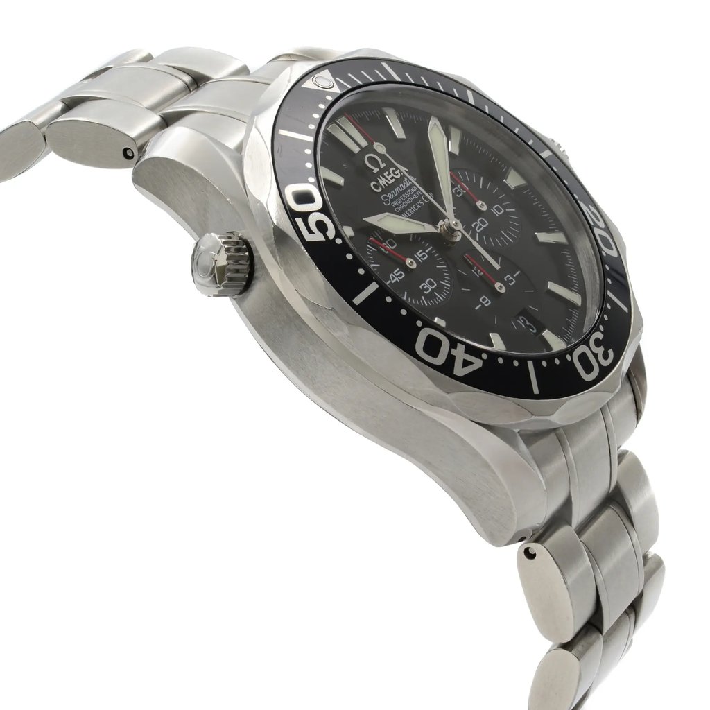 View Of Opposite Crown Facing Side Of OMEGA 2594.50.00 Stainless Steel Watch Pre Owned Condition