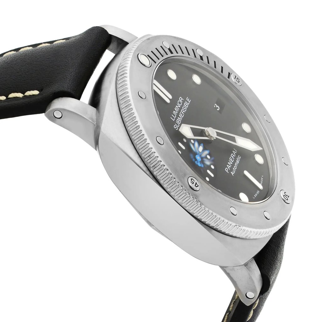 View Of Opposite Crown Facing Side Of Panerai PAM01305 Titanium Watch Pre Owned Condition