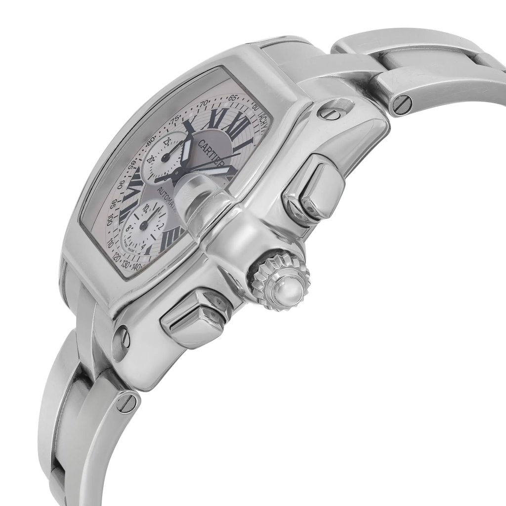 View Of Crown Facing Side Of Cartier W62019X6 Stainless Steel Watch Pre Owned Condition