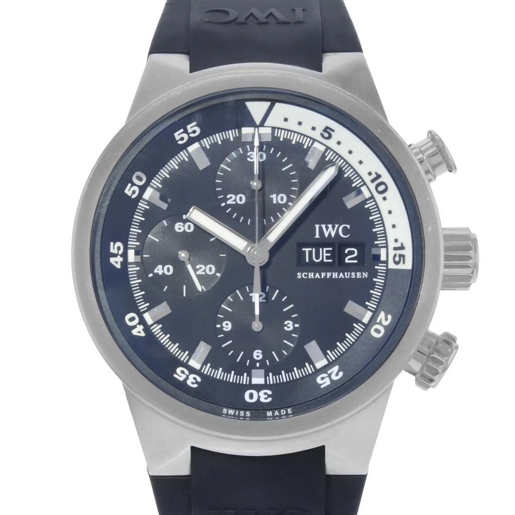 Up Close Front Facing Picture Of IWC IW371933 Stainless Steel Watch Pre Owned Condition