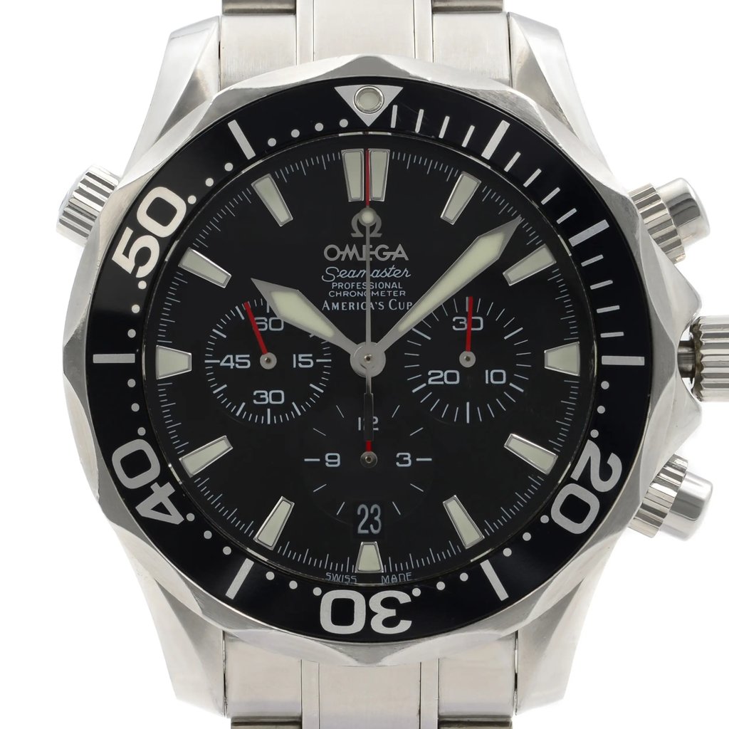 Up Close Front Facing Picture Of OMEGA 2594.50.00 Stainless Steel Watch Pre Owned Condition