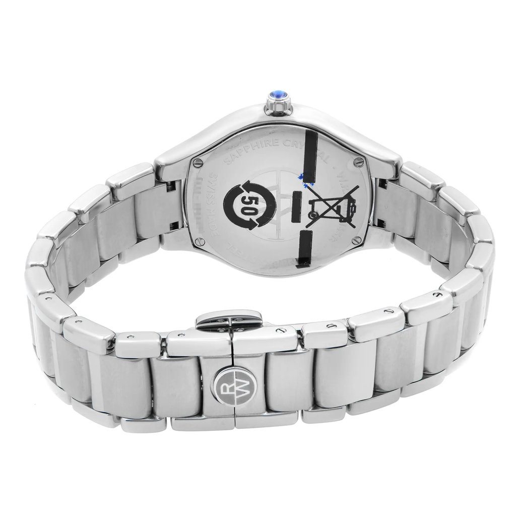 Back View Of Solid Back Case And Closed Stainless Steel Band Of RAYMOND WEIL 5132-ST-20081 Watch New Condition