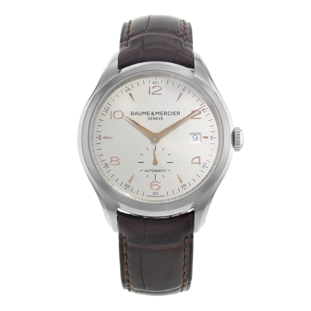Front Full View Of Baume & Mercier MOA10054 Stainless Steel Watch Pre Owned Condition {Product Condition}