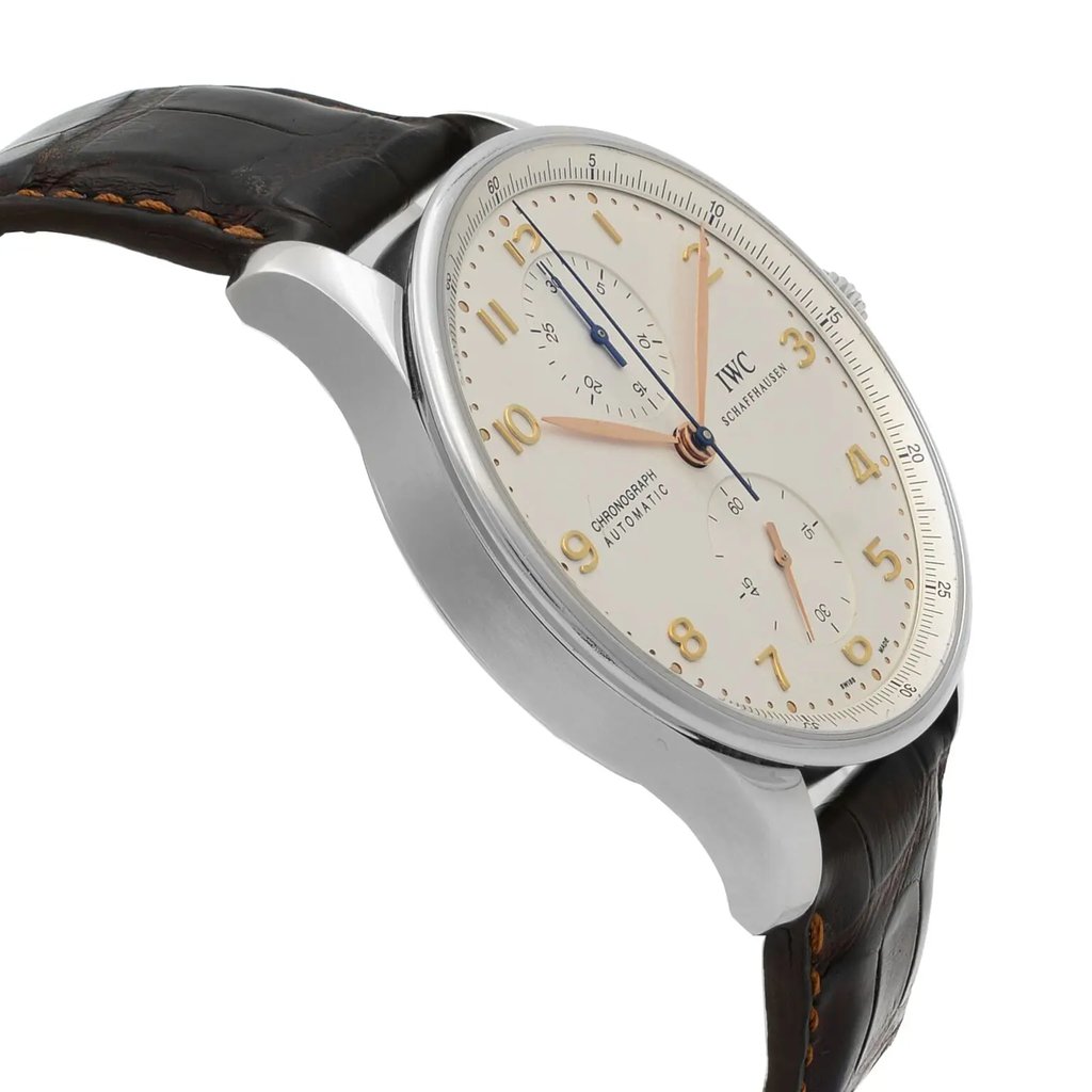 View Of Opposite Crown Facing Side Of IWC IW371445 Stainless Steel Watch Pre Owned Condition