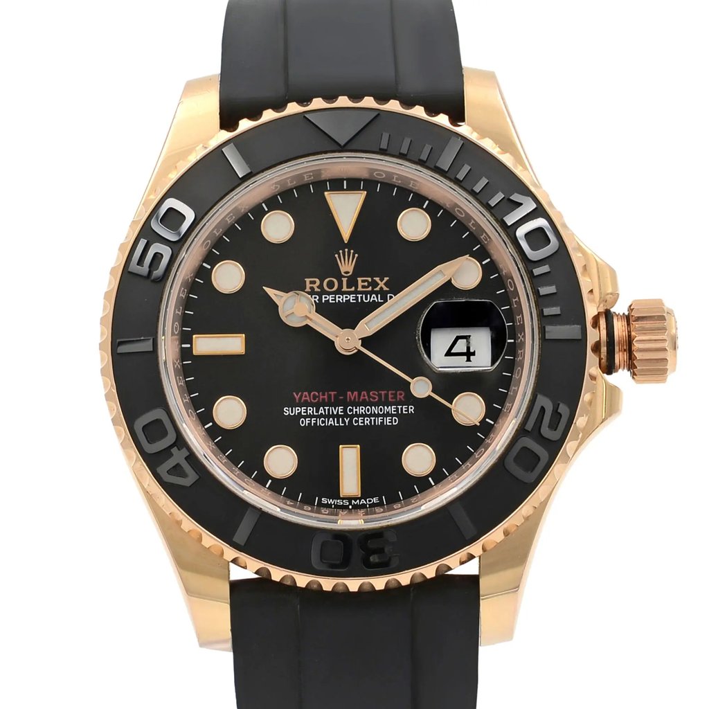 Up Close Front Facing Picture Of Rolex 116655BKSRS Rose Gold Watch Pre Owned Condition