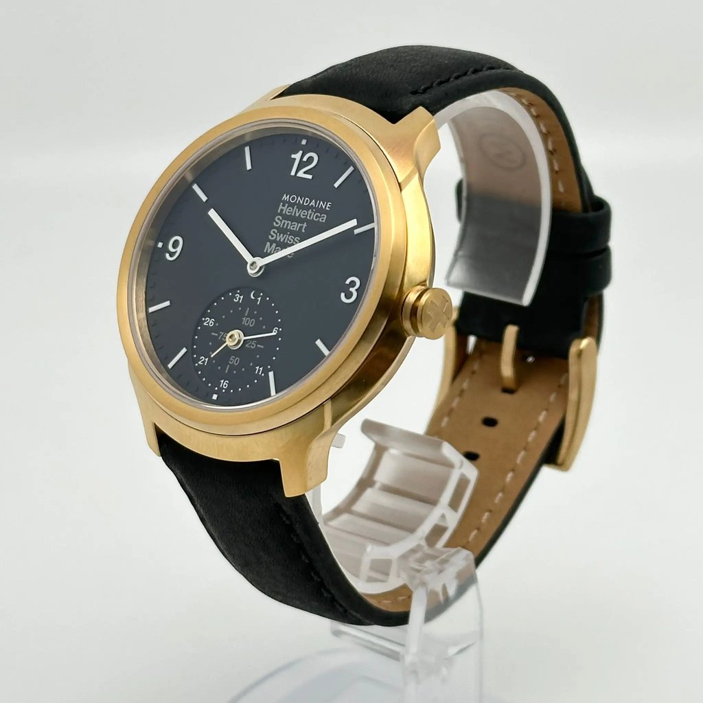 View Of Crown Facing Side Of Mondaine MH1.B2S20.LB Stainless Steel Watch Display Model Condition