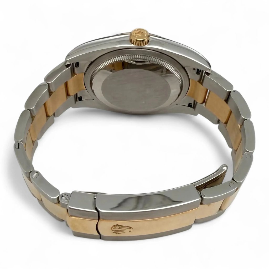 Back View Of Solid Back Case And Closed Stainless Steel,Yellow Gold Band Of Rolex 116233 Watch Pre Owned Condition