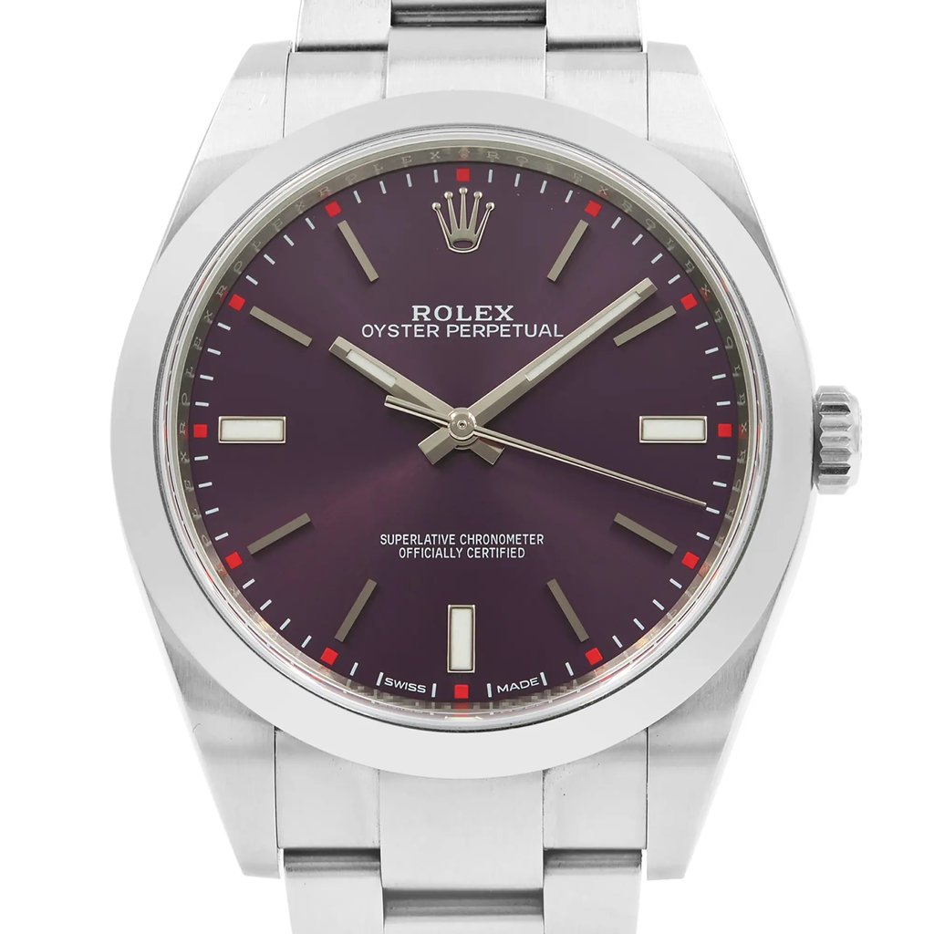 Up Close Front Facing Picture Of Rolex 114300 RGIO Stainless Steel Watch Unworn Condition