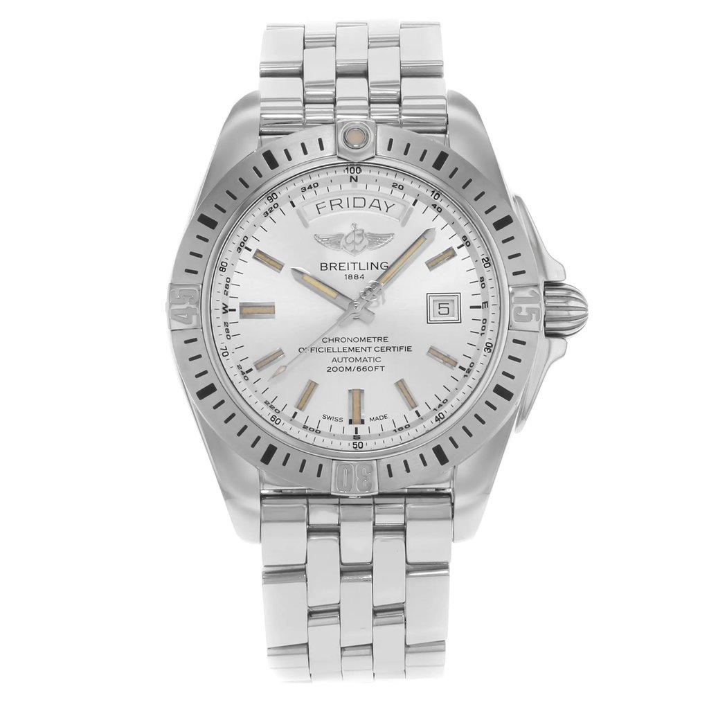Front Full View Of Breitling A45320B9-G797-375A Stainless Steel Watch Pre Owned Condition {Product Condition}