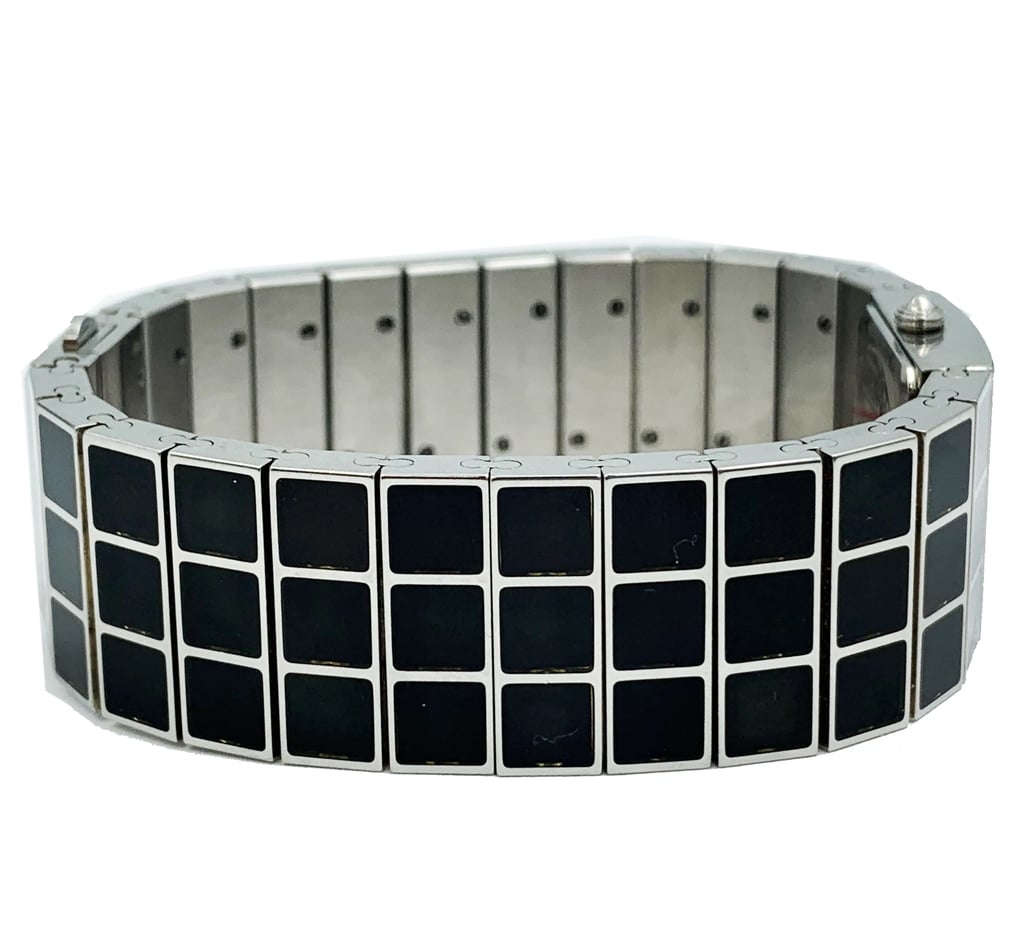 Back View Of Snap Back Case And Closed Stainless Steel Band Of ESQ 07101156 Watch Pre Owned Condition