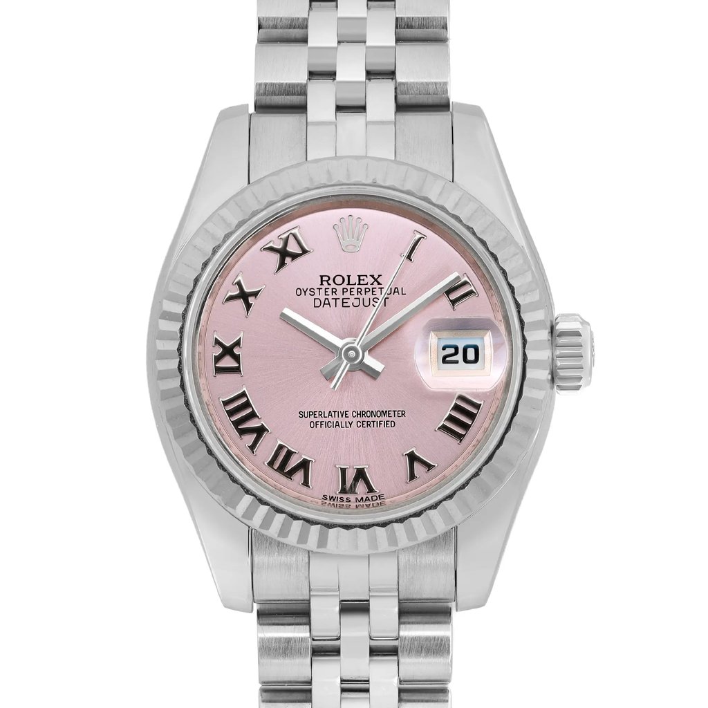 Up Close Front Facing Picture Of Rolex 179174 Stainless Steel Watch Pre Owned Condition