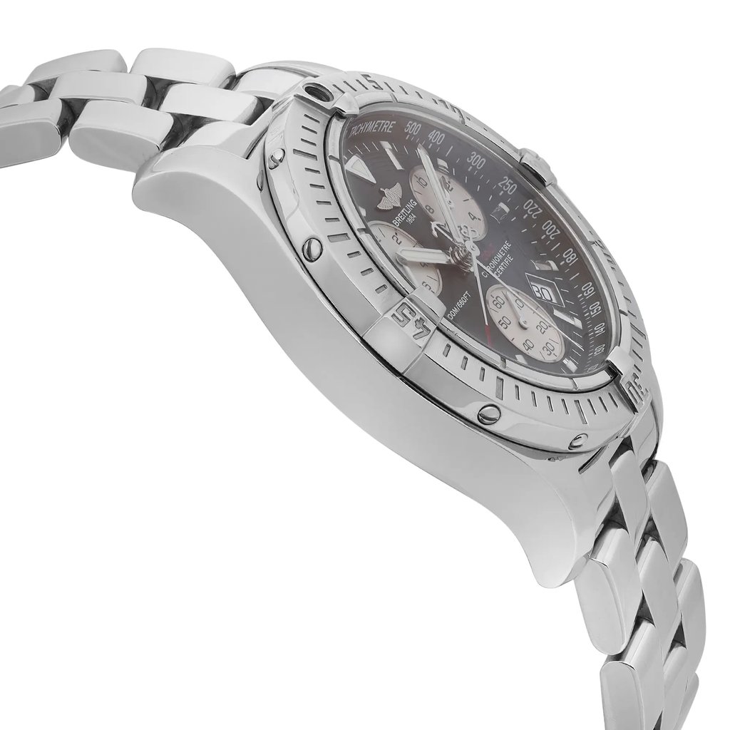 View Of Opposite Crown Facing Side Of Breitling A73380 Stainless Steel Watch Pre Owned Condition