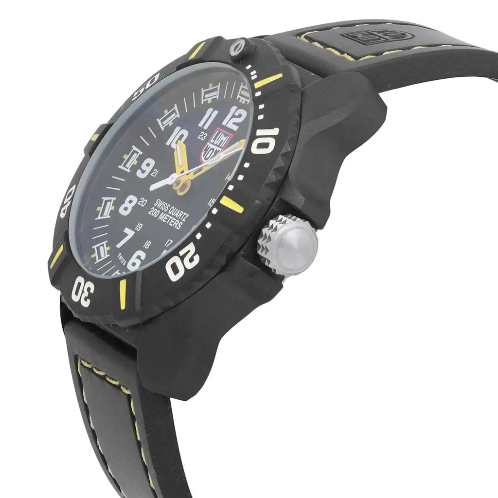 View Of Crown Facing Side Of Luminox XS.3025 Carbon Watch Display Model Condition