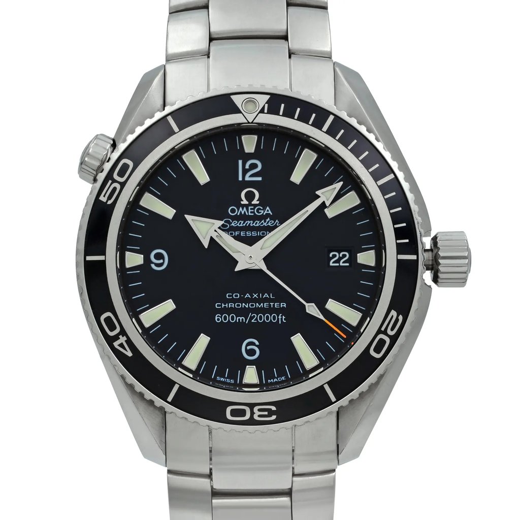 Up Close Front Facing Picture Of OMEGA 2201.50.00 Stainless Steel Watch Pre Owned Condition