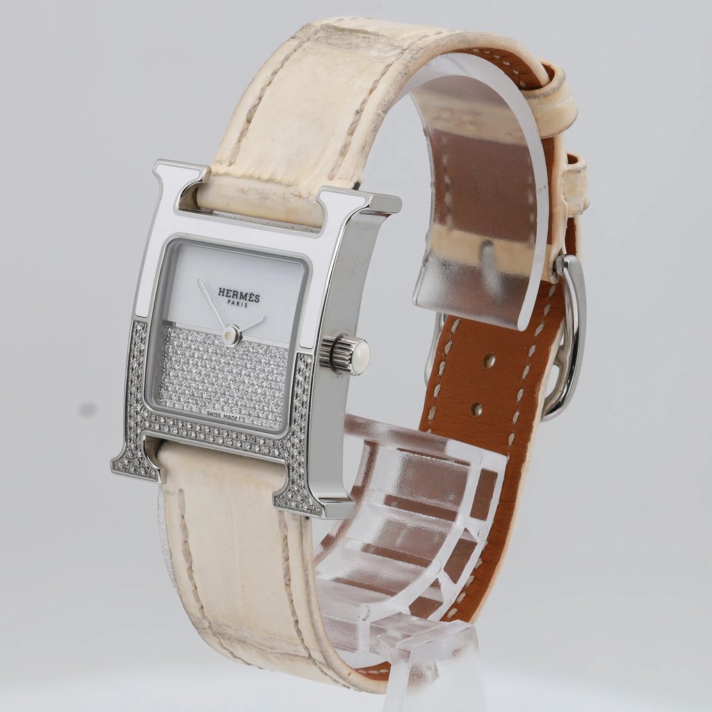 View Of Crown Facing Side Of HERMÈS HH1.234 Stainless Steel Watch Pre Owned Condition