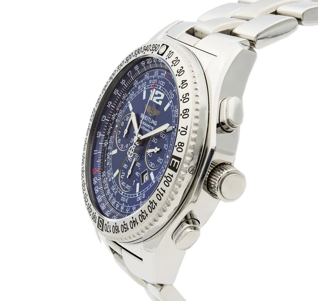View Of Crown Facing Side Of Breitling A42362 Stainless Steel Watch Pre Owned Condition