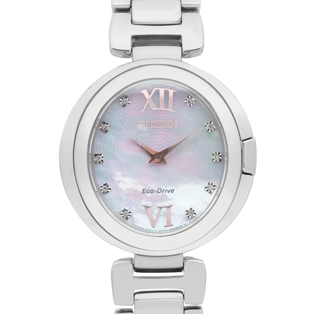 Up Close Front Facing Picture Of Citizen EX1510-59D Stainless Steel Watch Display Model Condition