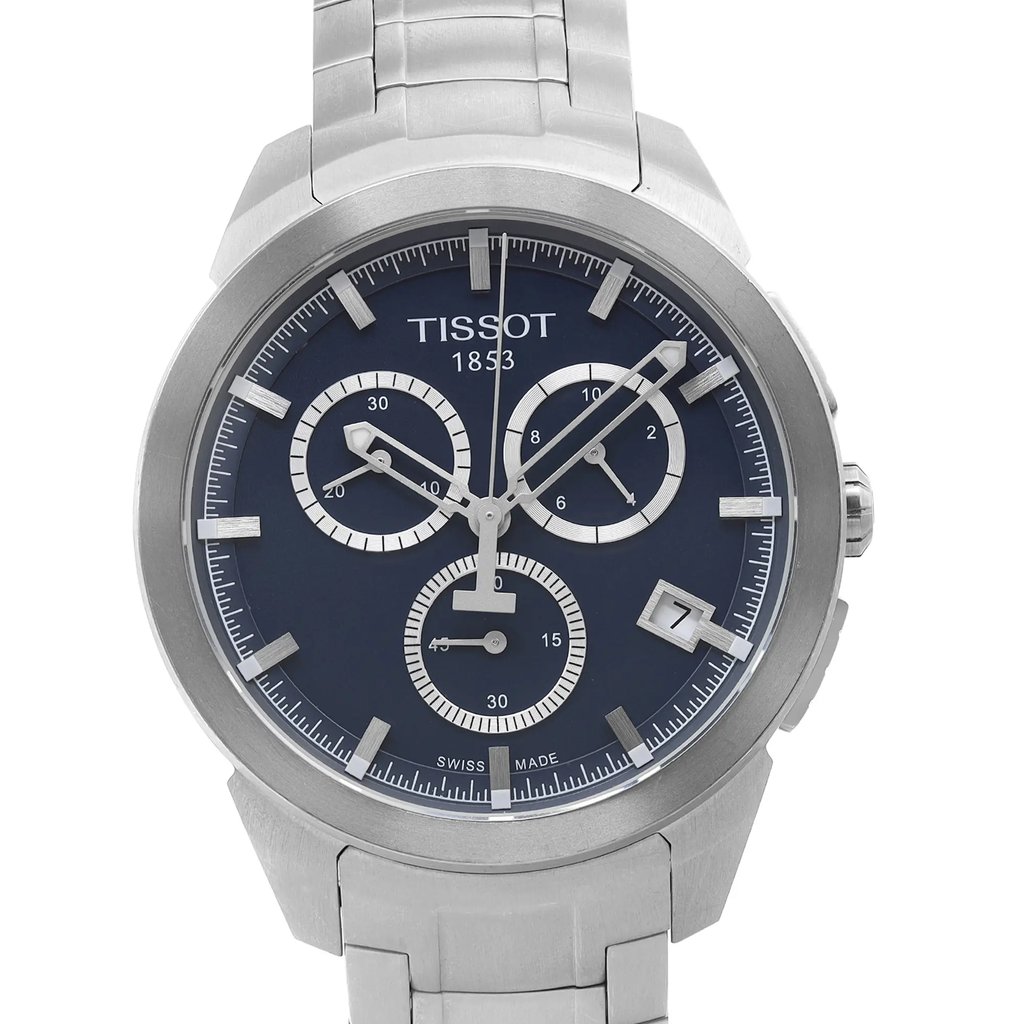 Up Close Front Facing Picture Of Tissot T069.417.44.041.00 Titanium Watch Pre Owned Condition