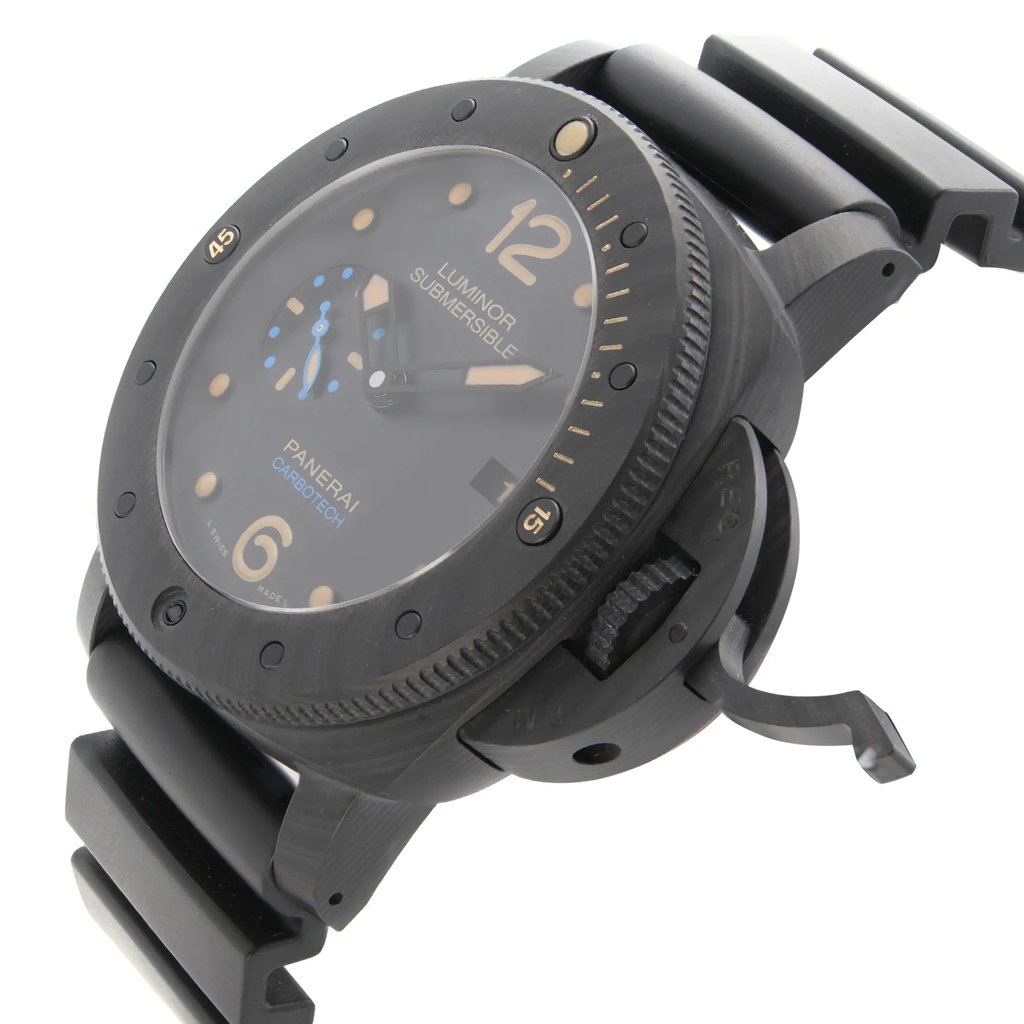 View Of Crown Facing Side Of Panerai PAM00616 Ceramic Watch Pre Owned Condition