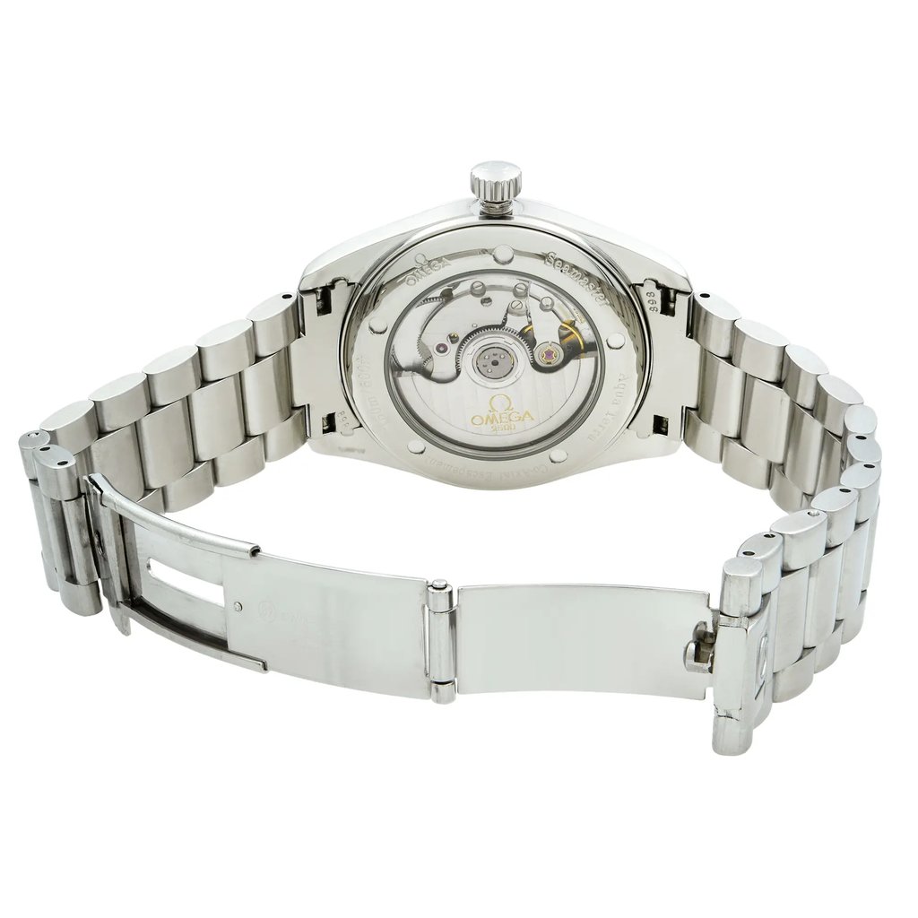Back View Of Exhibition Back Case And Open Stainless Steel Band Of OMEGA 2503.30.00 Watch Pre Owned Condition