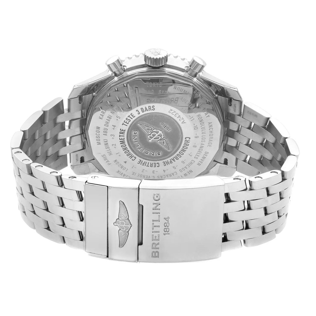 Back View Of {Caseback} Back Case And Closed Stainless Steel Band Of Breitling A24322121C2A1 Watch Display Model Condition