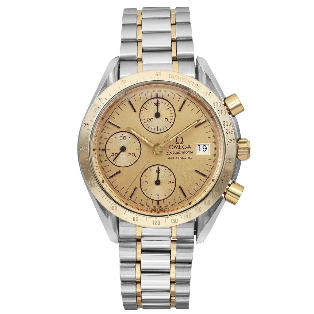 Front Full View Of OMEGA 3311.10.00 Stainless Steel,Gold 18kt Watch Pre Owned Condition Fair