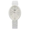 An image of a Wristwatch by Rado. This Display Model item is designed for Women, featuring a Dress/Formal style. It has a Quartz movement and an Analog display with a White dial color. The indices include 12-Hour Dial,Stick Indexes. The band is made of Ceramic and the case is made of Ceramic. The watch has a Oval shape with a case size of 33 mm and a case thickness of 9 mm.