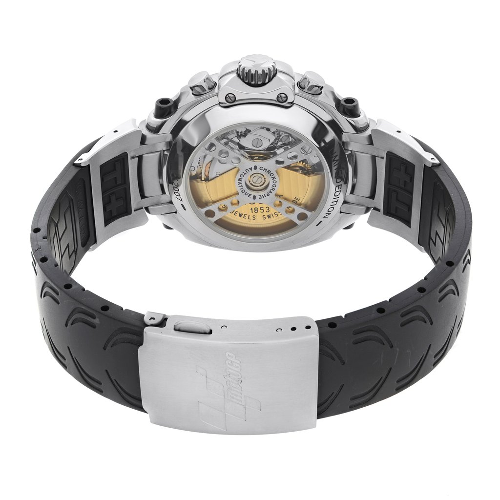 Back View Of Exhibition Back Case And Closed Rubber,Leather Band Of Tissot T011.414.17.202.00 Watch Display Model Condition