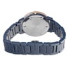 An image of a wristwatch viewed from the back, showcasing the closed clasp. The angle is slightly elevated, capturing the entire bracelet and the back of the watch case. The watch has a metallic body with a polished finish, and the bracelet links are prominently displayed. The image is taken at a close distance, emphasizing the design and craftsmanship of the display model.