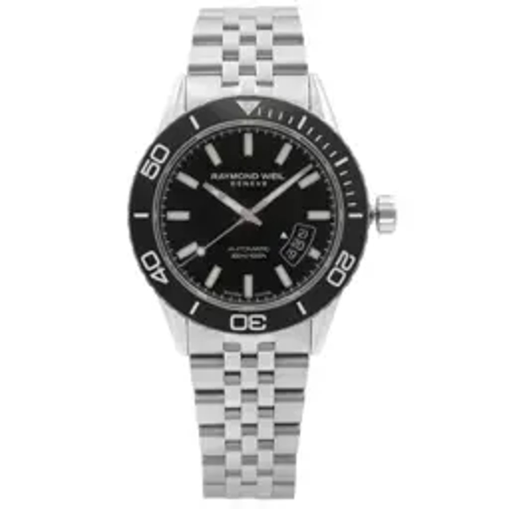 Front Full View Of RAYMOND WEIL 2760-ST1-20001 Stainless Steel Watch Pre Owned Condition Excellent