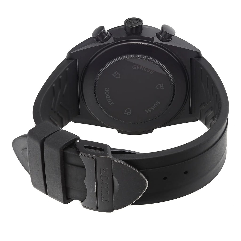 Back View Of Solid Back Case And Closed Silicon/Rubber Band Of TUDOR 42000CR Watch Pre Owned Condition