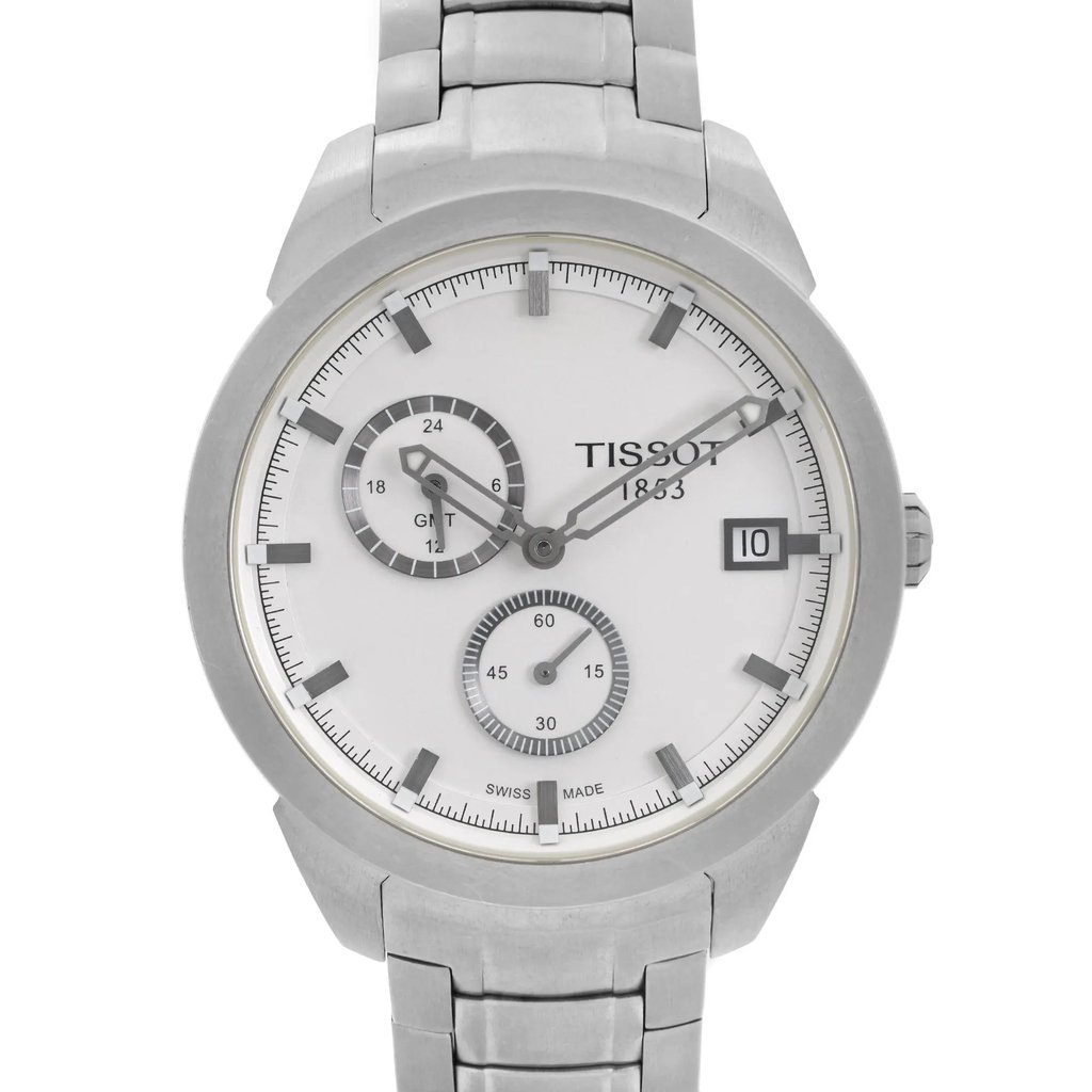 Up Close Front Facing Picture Of Tissot T069.439.44.031.00 Titanium Watch Display Model Condition