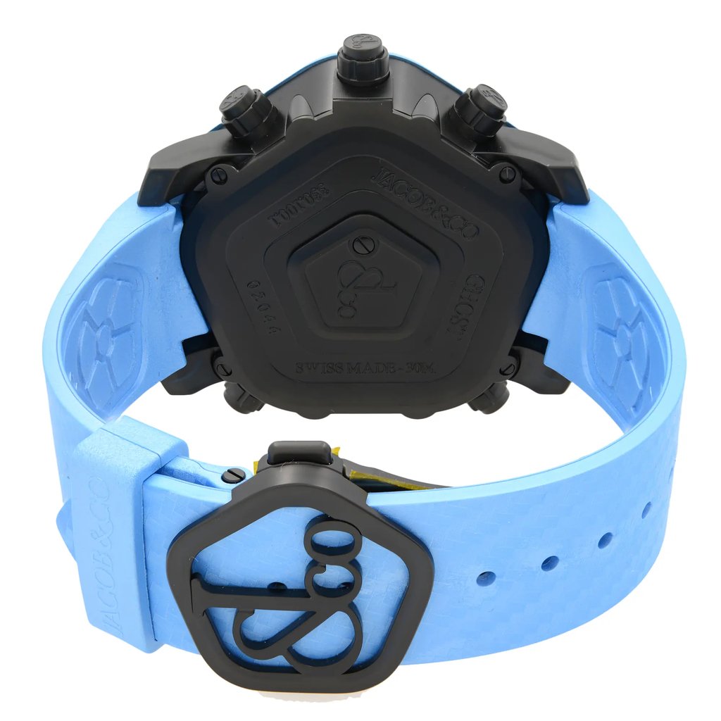 Back View Of Screwback Back Case And Closed Rubber,Silicone Band Of JACOB & Co. GH100.11.NS.MC.ANL4D Watch Unworn Condition