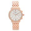 An image of a Wristwatch by MICHELE. This Display Model item is designed for Women, featuring a Dress/Formal style. It has a Quartz movement and an Analog display with a White dial color. The indices include 12-Hour Dial,Diamond Markers,Multi Dial. The band is made of Stainless Steel and the case is made of Stainless Steel. The watch has a Round shape with a case size of 38 mm and a case thickness of 11 mm.