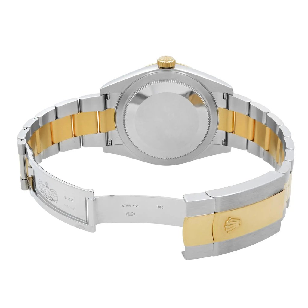 Back View Of Solid Back Case And Open Stainless Steel,Yellow Gold Band Of Rolex 326933 Watch Pre Owned Condition