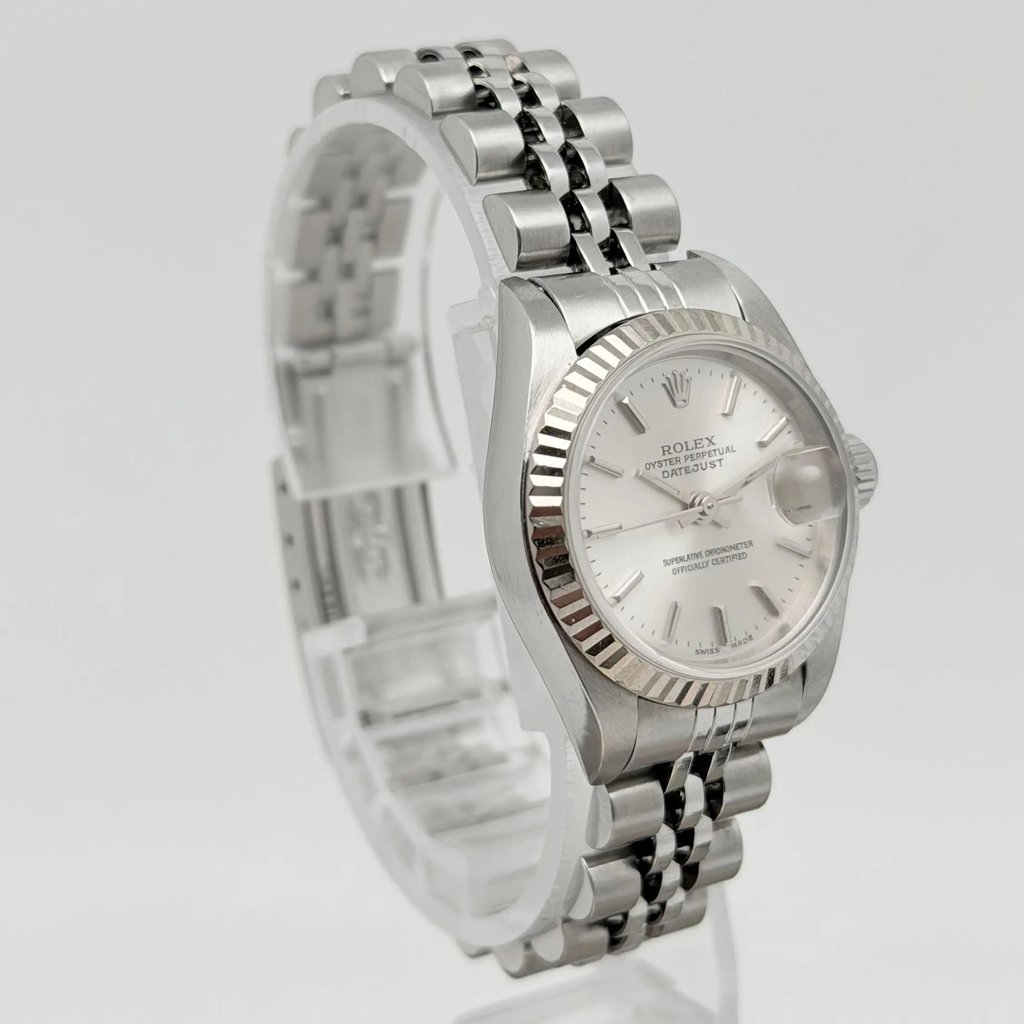 View Of Opposite Crown Facing Side Of Rolex 79174 Stainless Steel Watch Pre Owned Condition