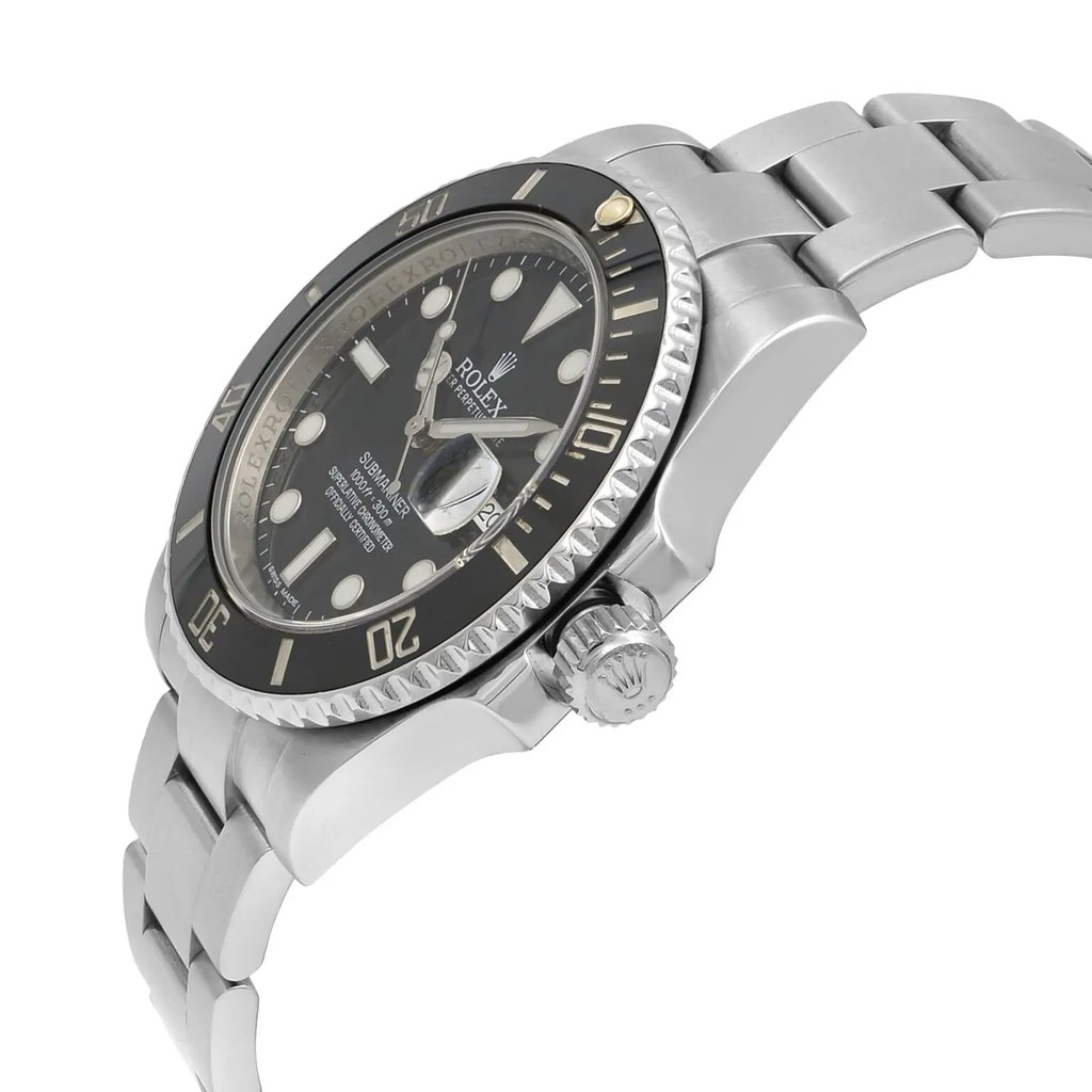 View Of Crown Facing Side Of Rolex 116610 Stainless Steel Watch Pre Owned Condition