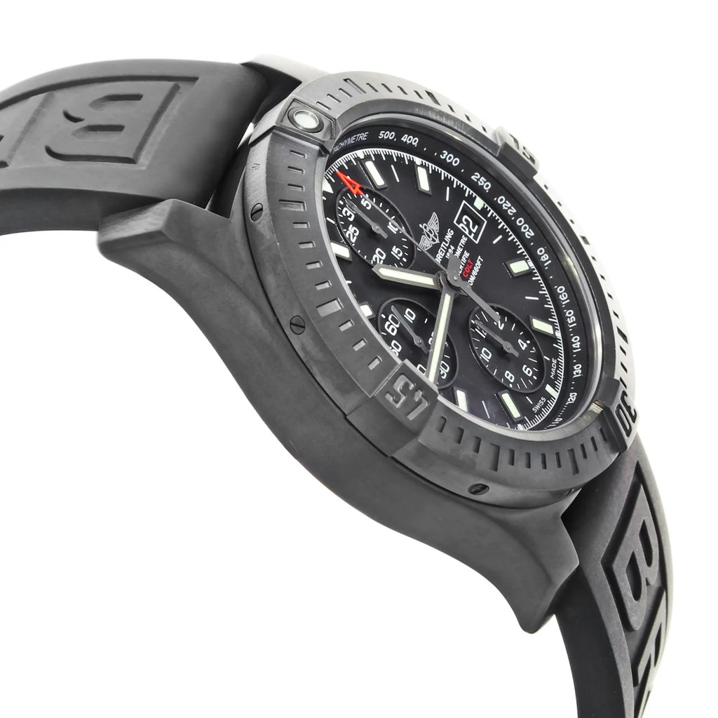 View Of Opposite Crown Facing Side Of Breitling M1338810/BF01-153S Stainless Steel Watch Display Model Condition