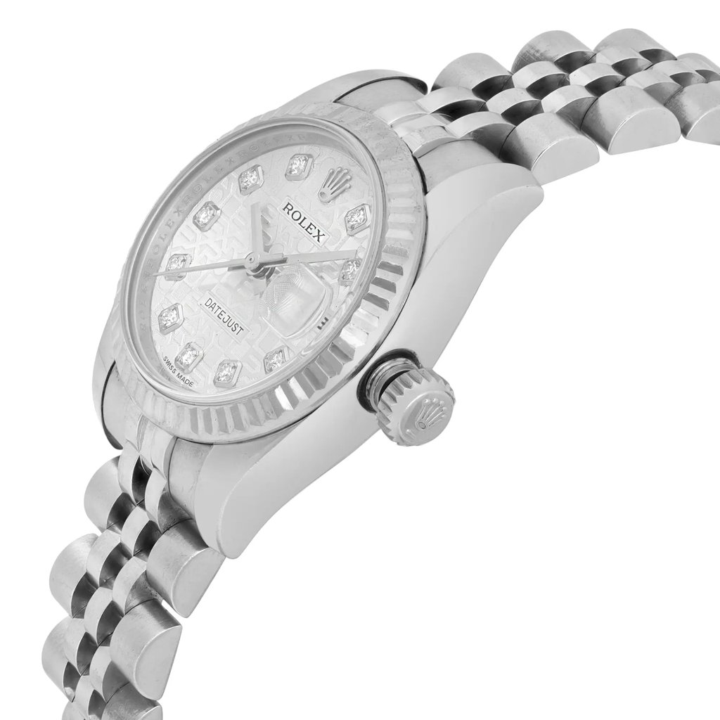 View Of Crown Facing Side Of Rolex 179174 Stainless Steel Watch Pre Owned Condition