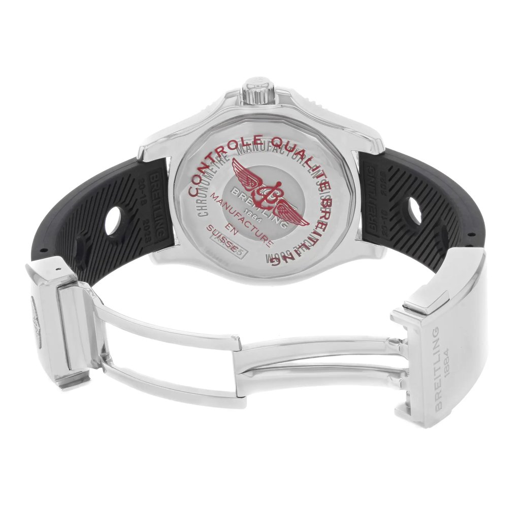Back View Of {Caseback} Back Case And Open Silicon/Rubber Band Of Breitling A17365C9/BD67-225 Watch Pre Owned Condition