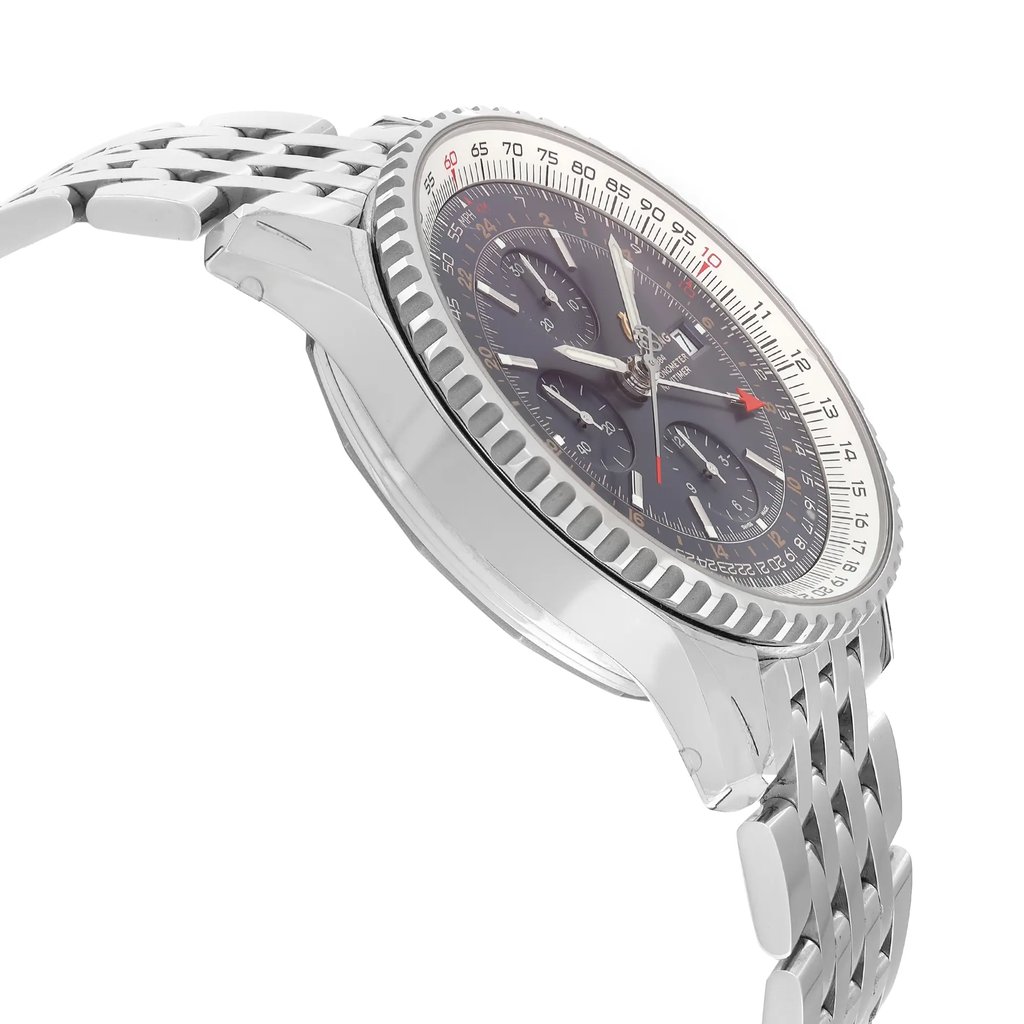 View Of Opposite Crown Facing Side Of Breitling A24322121C2A1 Stainless Steel Watch Display Model Condition
