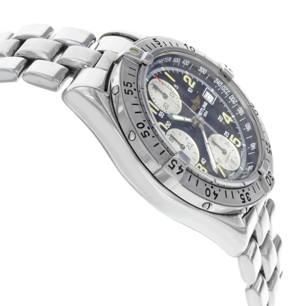 View Of Opposite Crown Facing Side Of Breitling A13035.1 Stainless Steel Watch Pre Owned Condition