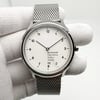 Up Close Front Facing Picture Of Mondaine MH1.R2210.SM Stainless Steel Watch New With Defects Condition