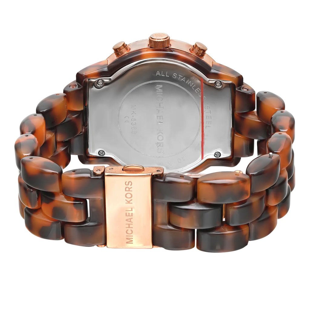 Back View Of Solid Back Case And Closed Steel Band Of Michael Kors MK5366 Watch New With Defects Condition