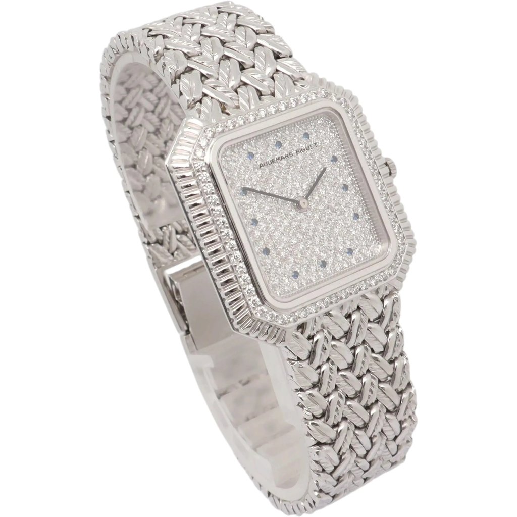 View Of Opposite Crown Facing Side Of Audemars Piguet 047428 White Gold Watch Pre Owned Condition