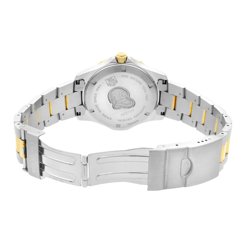 Back View Of {Caseback} Back Case And Open Stainless Steel Band Of TAG Heuer WAF1124.BB0807 Watch Pre Owned Condition