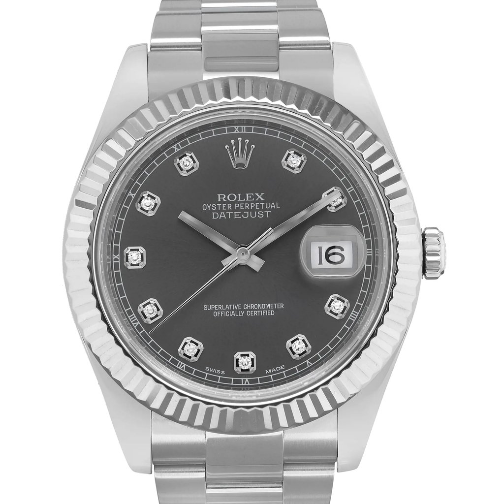 Up Close Front Facing Picture Of Rolex 116334 Stainless Steel Watch Pre Owned Condition